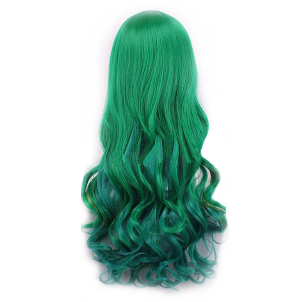 Soowee Synthetic Hair Ombre Cosplay Wigs with Bangs Green Costume Lolita Wig