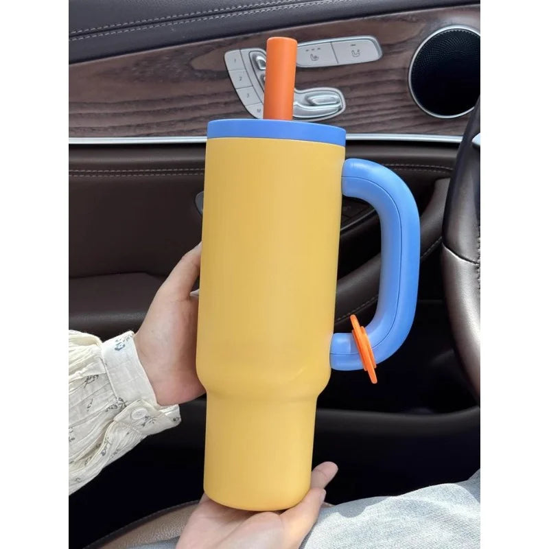 304 Stainless Steel Straw Insulated Ice Cup Thick Portable Handle Design for Trendy 40OZ Insulated Cup  Outdoor Travel