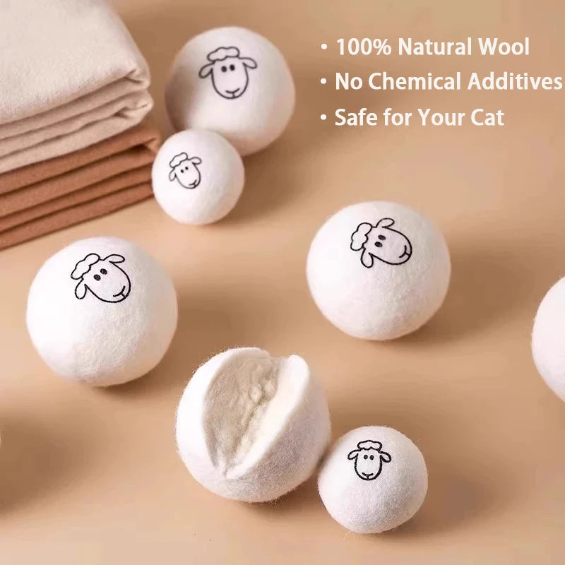 Wool Cat Ball Toys, Quiet Play Felt Cat Ball Toys Kitty Kicker Exercise Toy, Fun Interactive Kitty Kitten Toy for Kitten