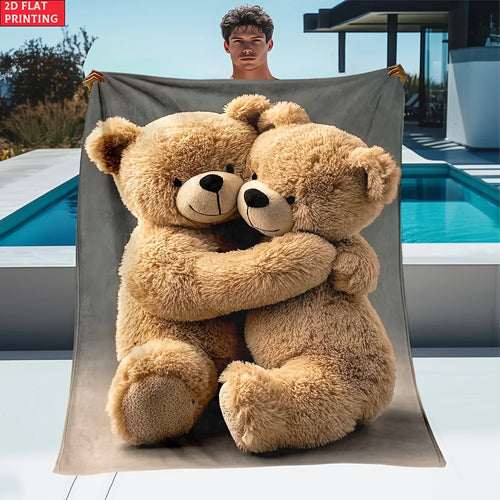 "Cuddly Bear Hug Blanket, Soft Plush Animal Design Throw for Kids and Adults, Cozy Home Decor, Multiple Sizes Available"