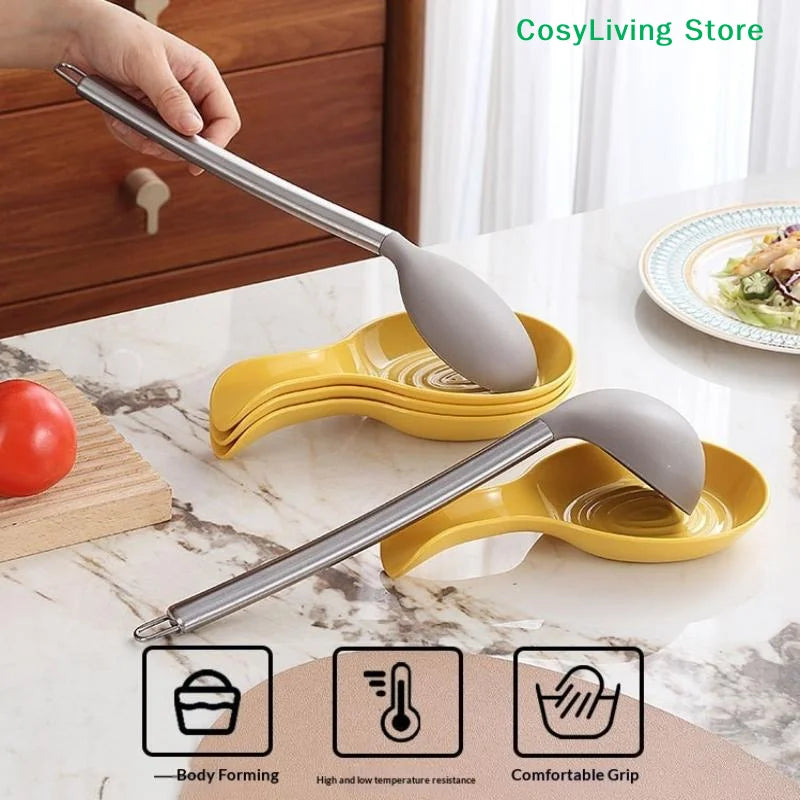 Heat-Resistant Spoon Rest Large Spoon Holder Cooking Spoon Rest Plastic Coffee Spoon Holder Dishwasher Safe Spoon Rest