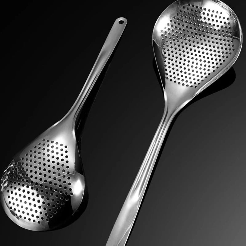 New Stainless Steel Strainer Spoon Skimmer Slotted Spoon Pepper Strainer Kitchen Colander Spaghetti Drain Spoon Food Filtration