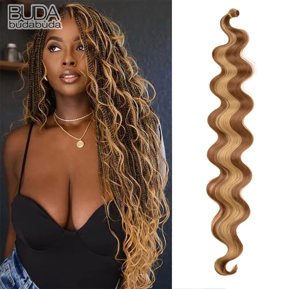 Long Deep Wave Braiding Hair 28 Inch Ocean Wave Crochet Hair Synthetic Deep Curly Crochet Hair Extensions For Black Women