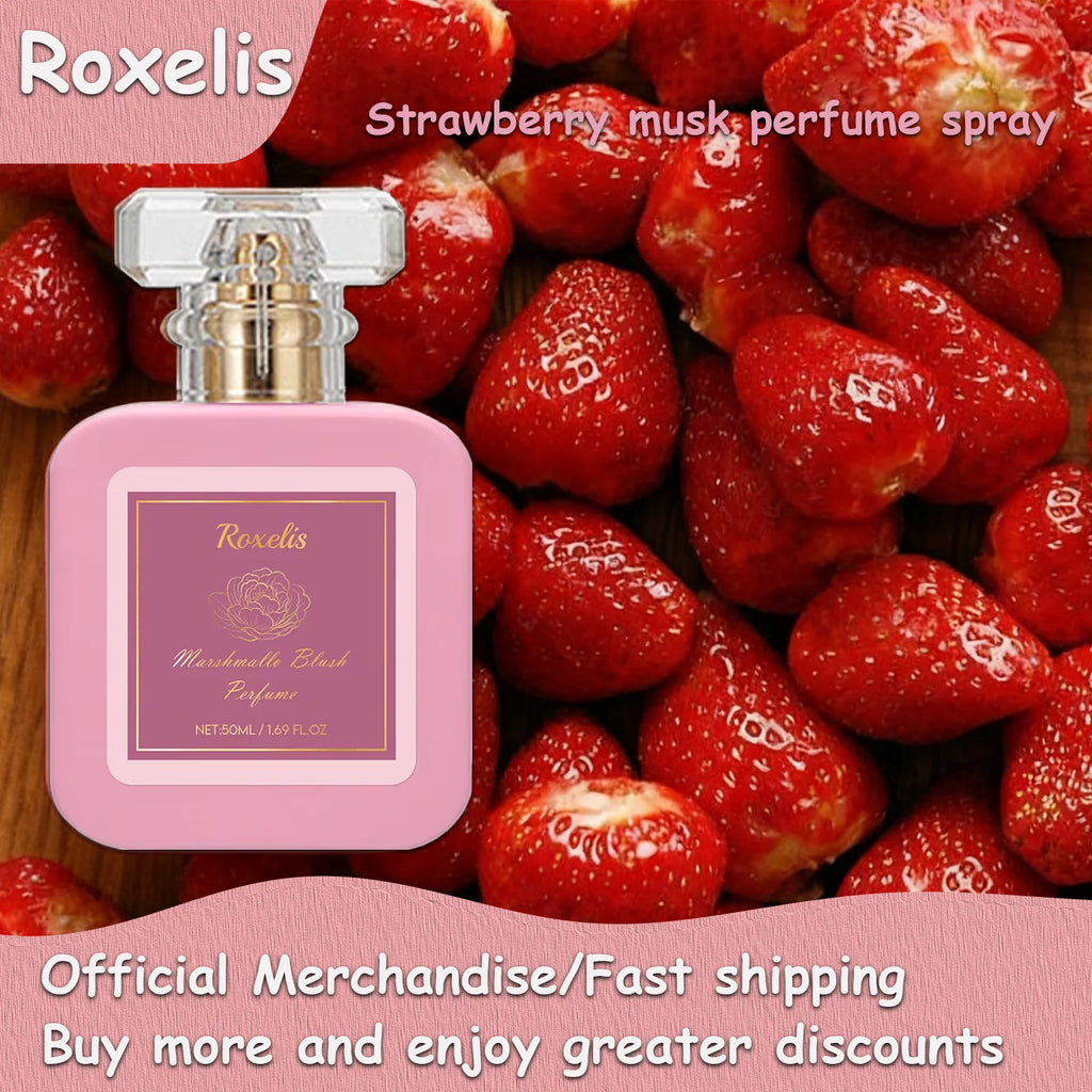 Roxelis 50ml Strawberry Sugar Perfume - Fresh Sweet Scent Long Lasting for Daily Commute Date Multi Scenes Portable Fragrance