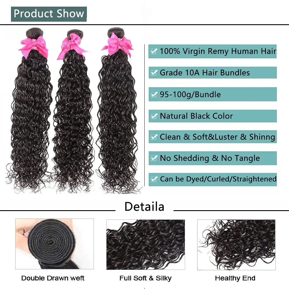 Deep Wave Human Hair Bundles Curly Human Hair Bundles Natural Black Unprocessed Brazilian Virgin Deep Curly Bundles For Women