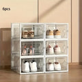 Stackable Shoe Storage Box 6/12 Pack Clear Plastic Stackable Shoe Storage Box | Space Saving Foldable Shoe Organizer for Closet