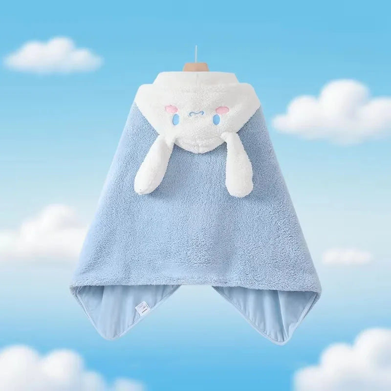 New Cartoon Cinnamoroll Kuromi Melody Blanket Hooded Poncho Blanket Office Student Nap Blanket Air Conditioning Blanket Gift