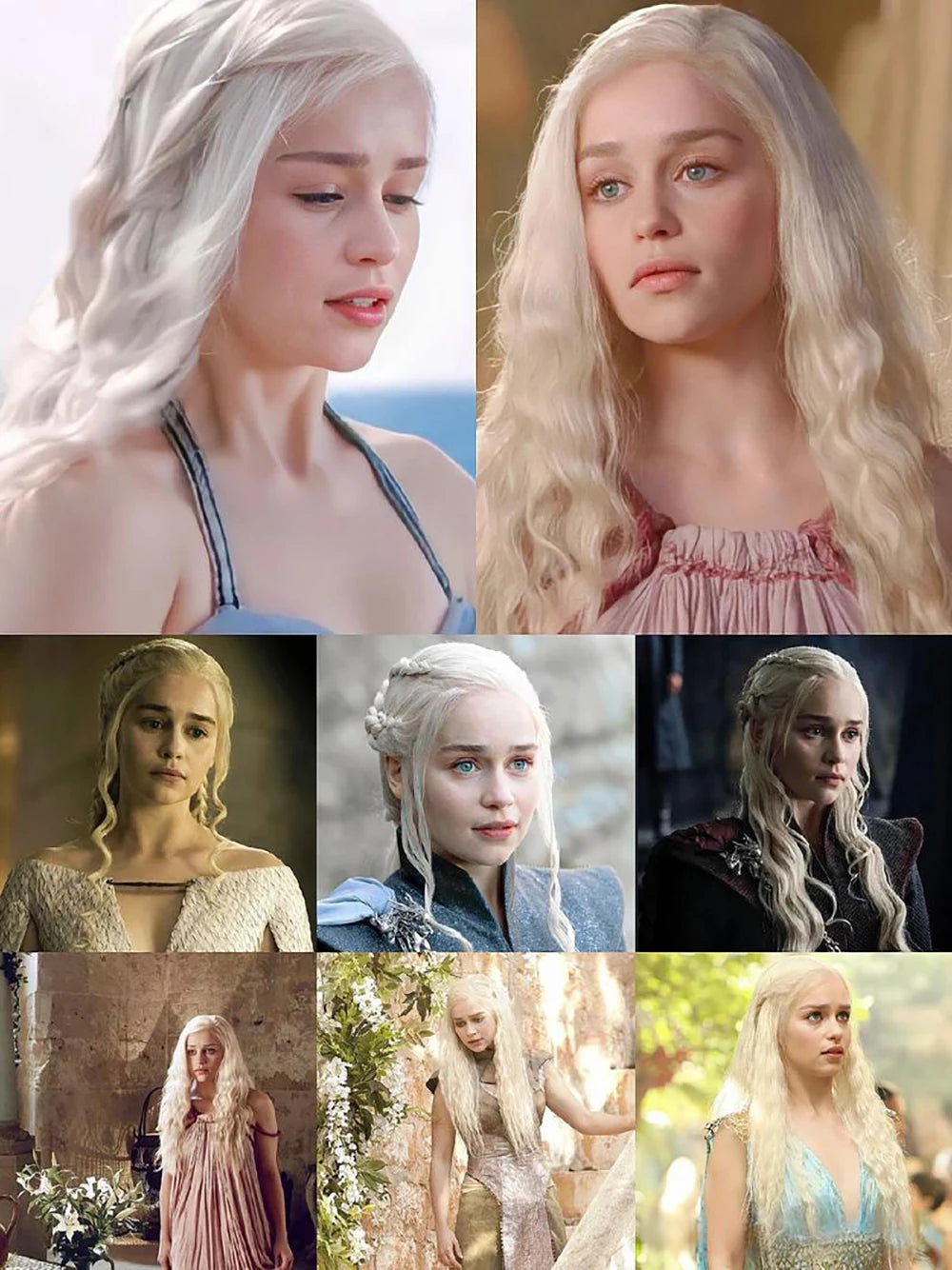 Daenerys Targaryen Cosplay Wig 13×4HD Front Lace Synthesis Hair, Song Of Ice And Fire Halloween Carnival Party Long Curly Hair