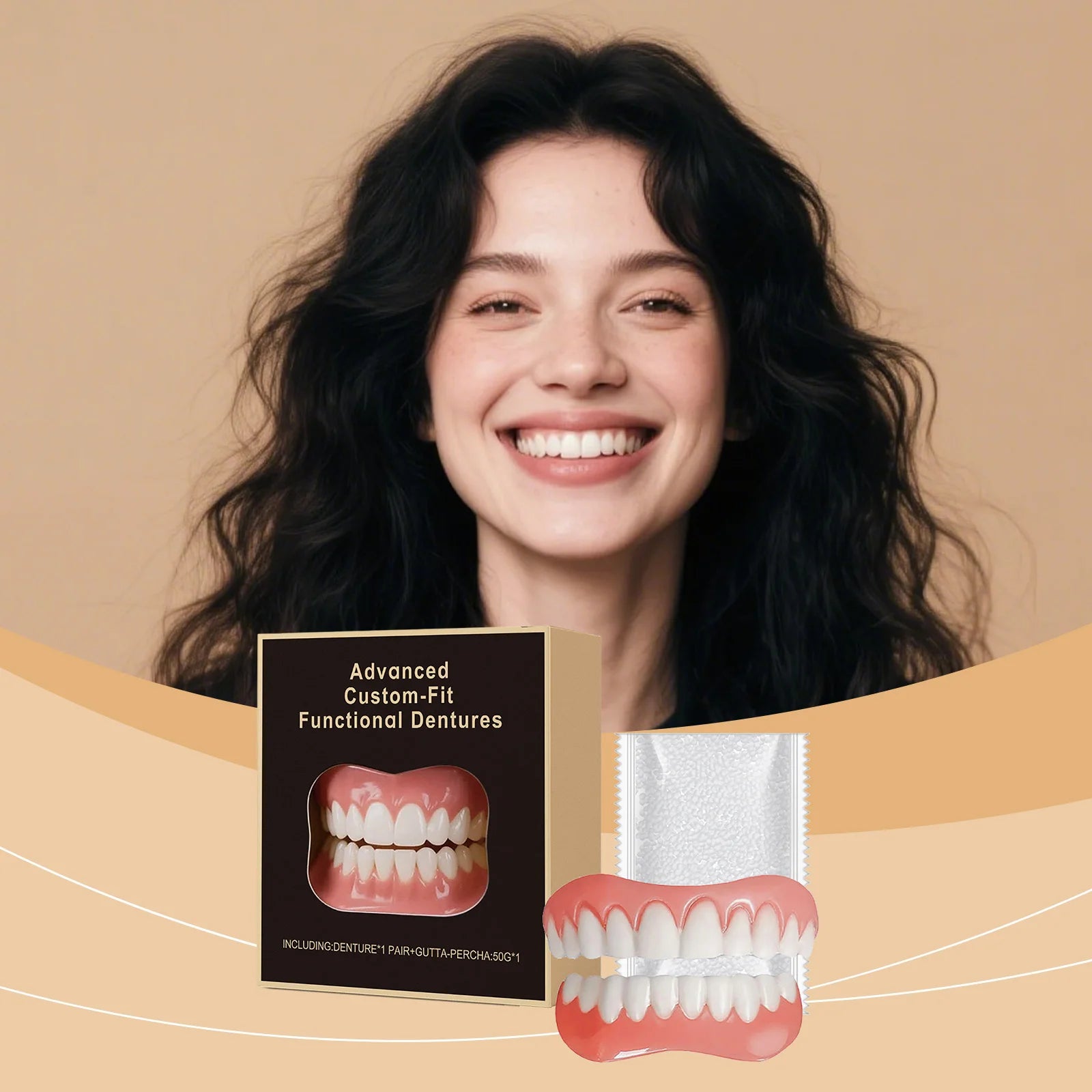 False Teeth Silicone Kit Orthodontic Fake Tooth Soft Comfortable Dentures Oral Hygiene Care Upper Lower Veneers Denture Set