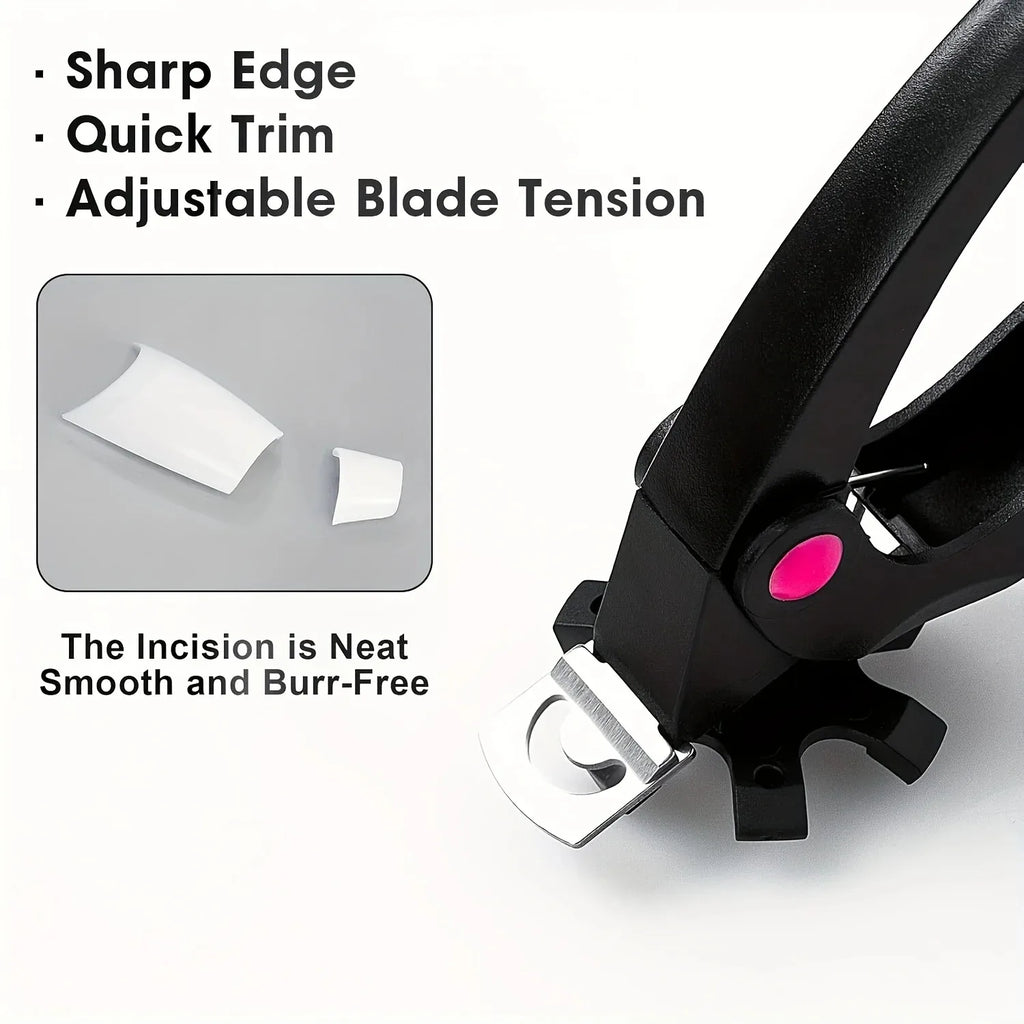 1PC U-Shaped Nail Scissors Acrylic Nail Clipper Adjustable False Nail Tip Cutter Trimmer Manicure with Stainless Steel Nail File