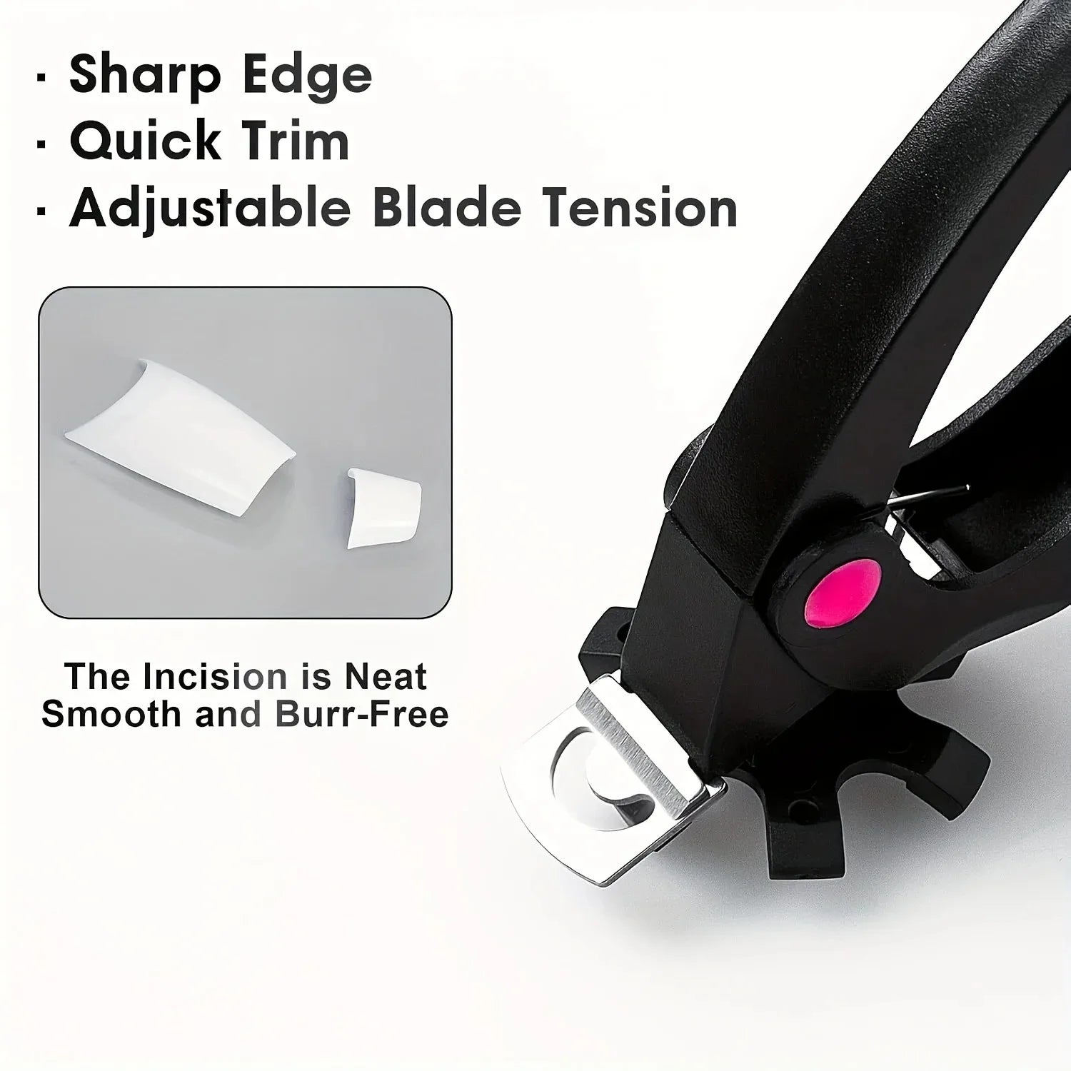 1PC U-Shaped Nail Scissors Acrylic Nail Clipper Adjustable False Nail Tip Cutter Trimmer Manicure with Stainless Steel Nail File