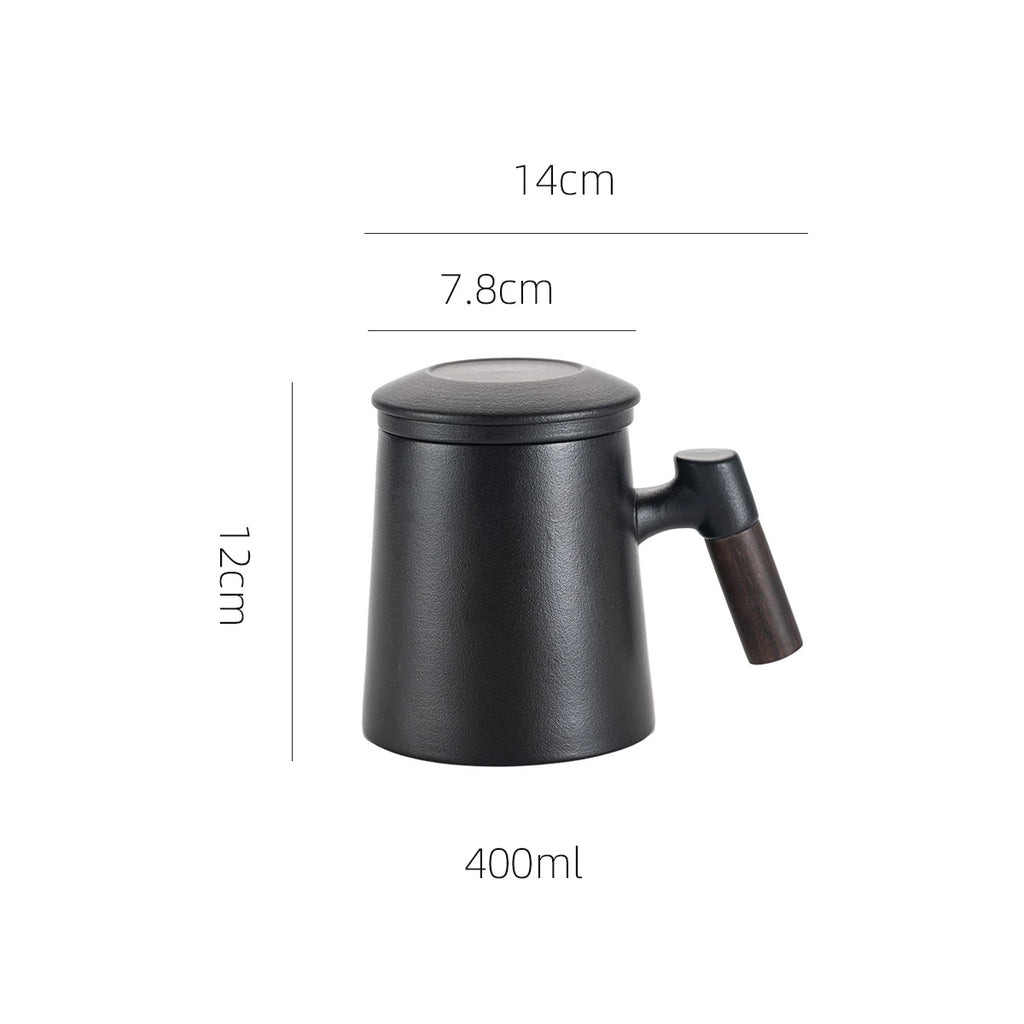 3-piece set of ceramic tea cups, mugs with lids, filtered tea water separation coffee cups, beverage cups