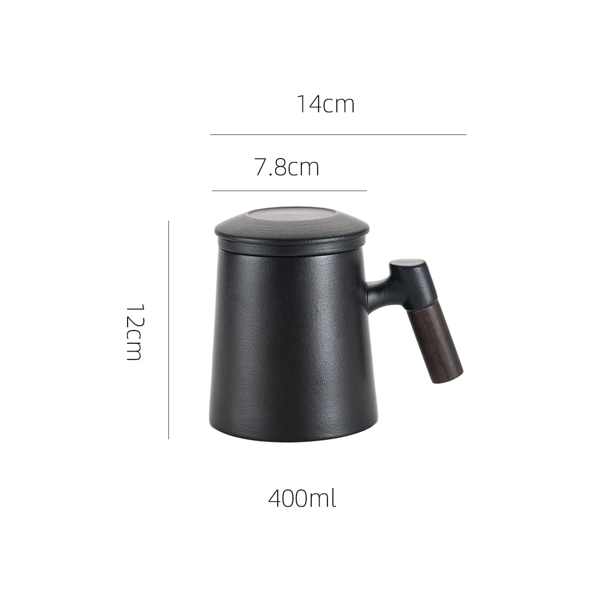 3-piece set of ceramic tea cups, mugs with lids, filtered tea water separation coffee cups, beverage cups