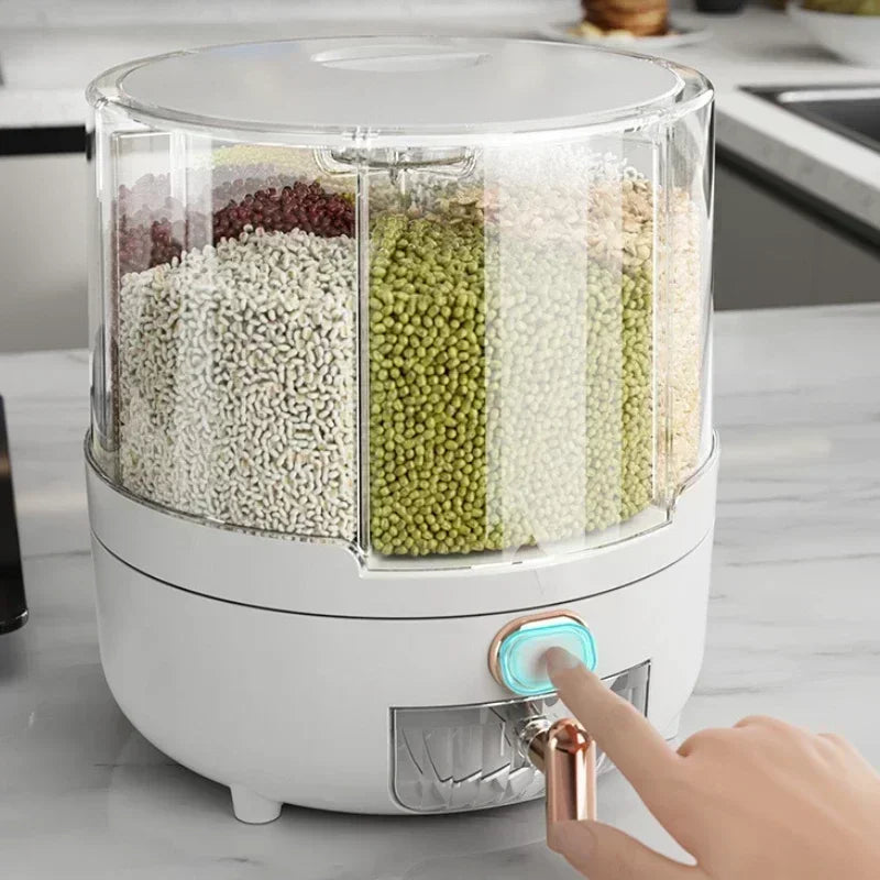Bucket Household Rotating Sealed Insect-proof And Moisture-proof Grain Box Kitchen Six Accessory Storage Food-grade Decimeter