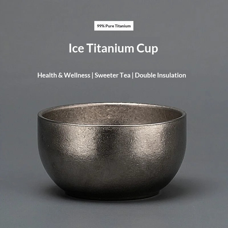 Gianxi Pure Titanium High-End Small Tea Bowl Ice Crystal Master Cup Tea Set Outdoor Camping Personal Titanium Alloy Water Cup