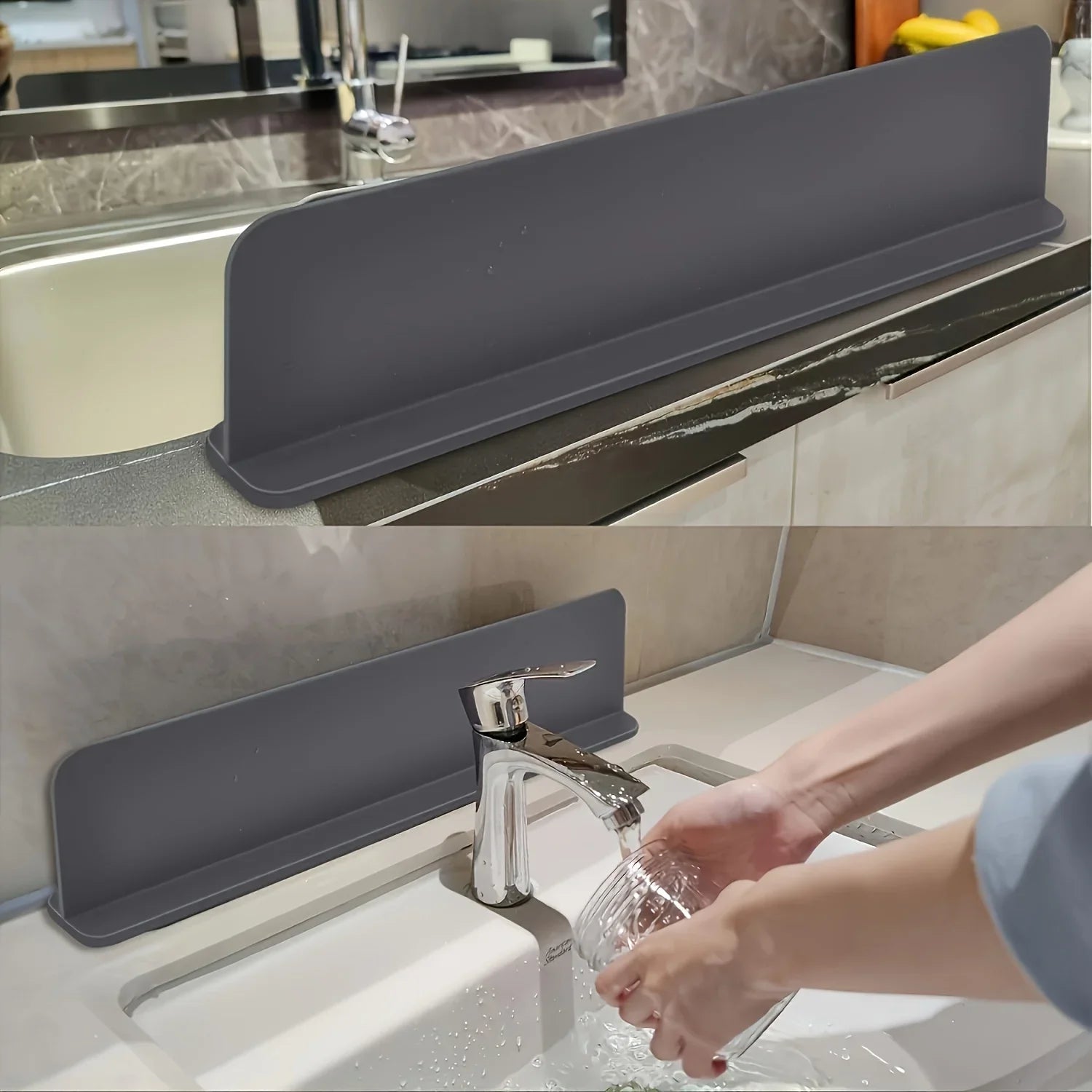 A soft silicone adhesive partition for kitchen sink splash proof partition, suitable for washing dishes and vegetables