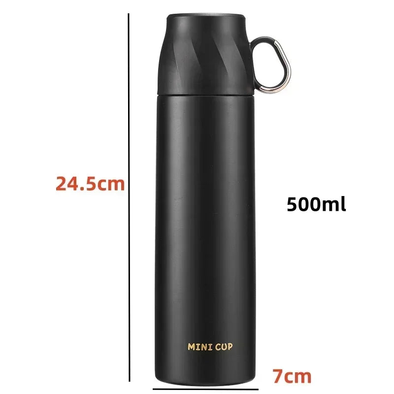 JUSTINLAU 500ML Thermos Cup 304 Stainless Steel Vacuum Thermal Water Bottle Portable Household Office Travel Business Tea Cups