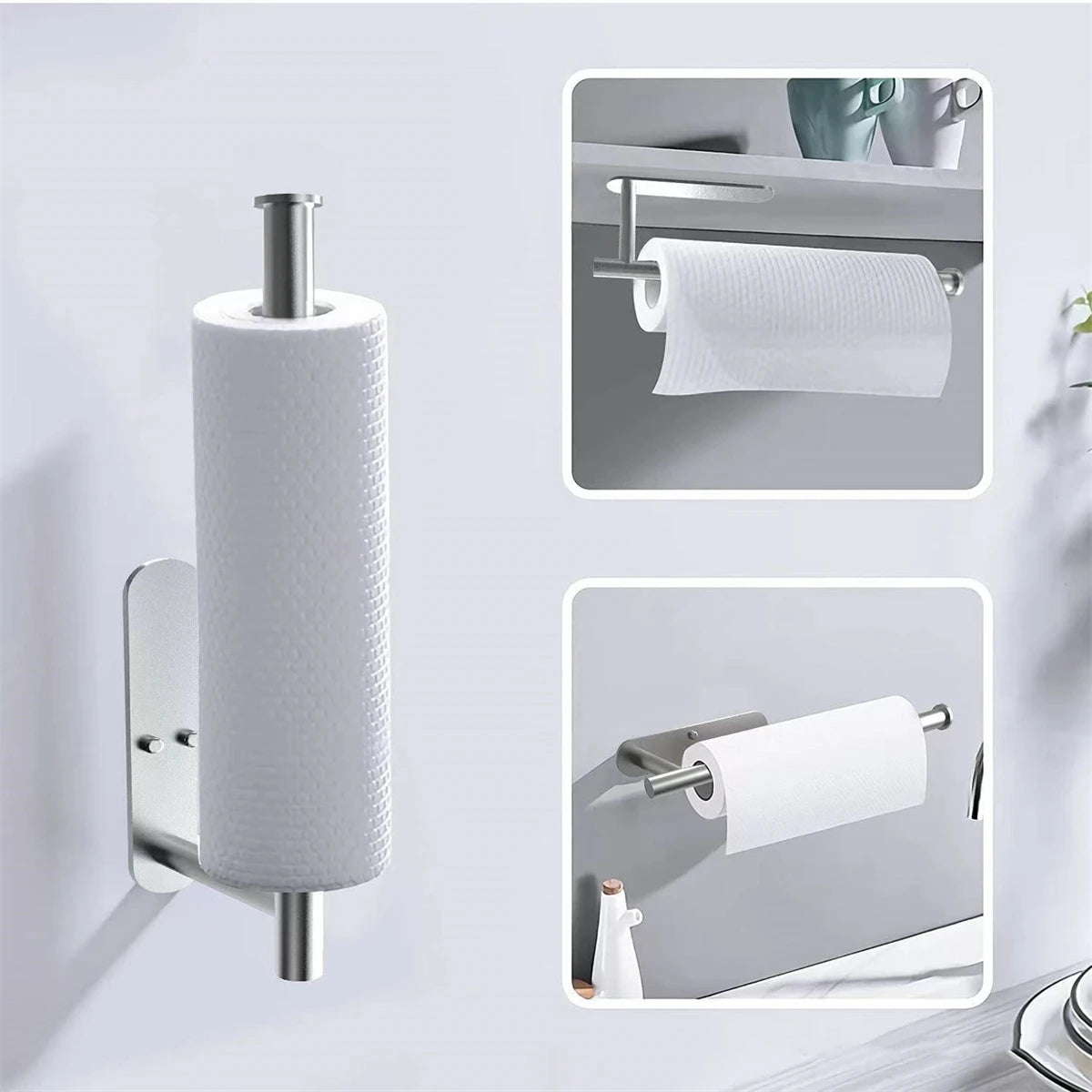 33cm Paper Towel Holders For Kitchen,AdhesiveToilet Paper Holder,Tissue Dispenser,Cabinet Storage Organizer,Towel Rack For Home