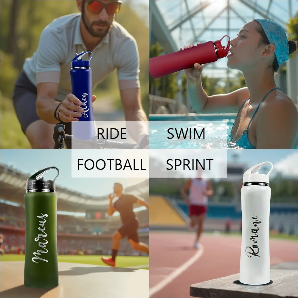 Personalized Insulated Stainless Steel Water Bottle with Straw - Engraved Fitness/Cycling Bottle, Perfect Gift for Men & Women