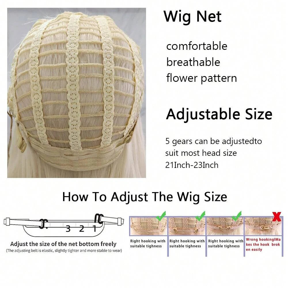 Men Short Wavy Curly Synthetic Blonde Wig with Bangs Fluffy Cosplay Hair Heat Resistant Wig for Daily Party