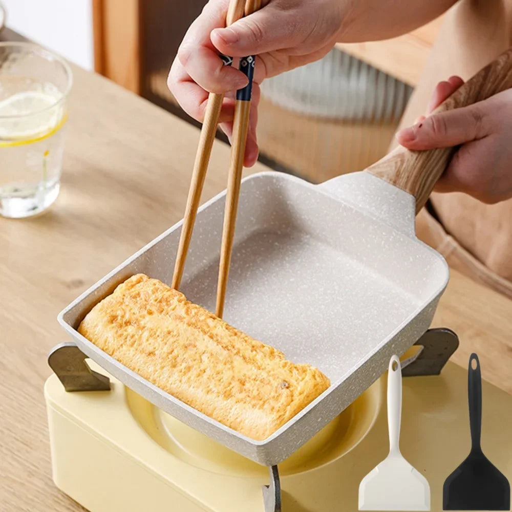 Nonstick Tamagoyaki Pan Breakfast Frying Pan with Heat-Resistant Handle Tamagoyaki Cooker Rectangular Japanese Omelette Pan
