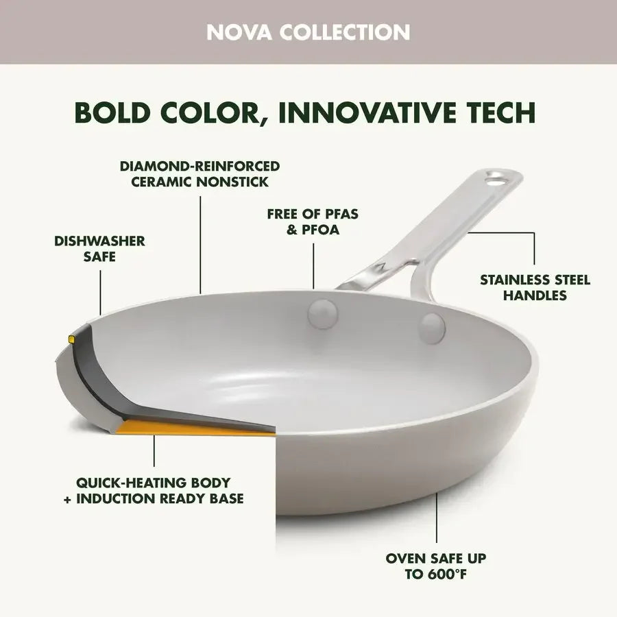 Nova 10Piece Cookware Pots amp Pans Set, Oprahs Favorite Things 2024, PFASFree Ceramic Nonstick, Fry, Saute, Stockpot, Utensils