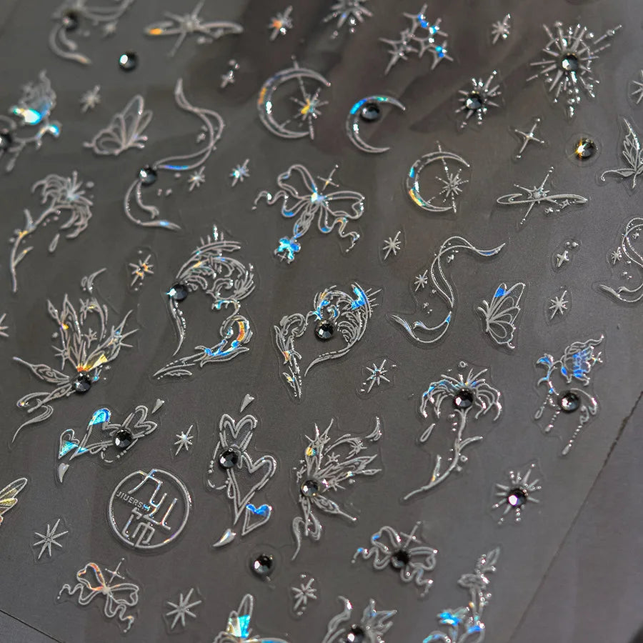 1pcs 5D Diamond Butterfly Nail Art Stickers Holographic Butterfly Nail Decorations Decals DIY Self-Adhesive Slider Accessories