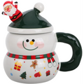 Snowman Mugs with Lid: Porcelain Christmas Coffee Mugs with Spoon for Coffee Hot Chocolate - Christmas Ceramic Cute Drinkware