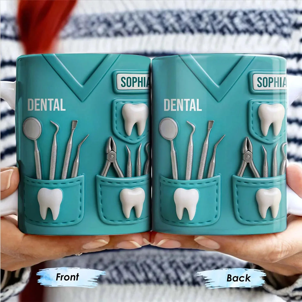 【Custom Dentist Mug】Personalized Dentist Coffee Cup with Name & Logo, 11oz Ceramic Doctor Water Mug, Gift for Dentist,