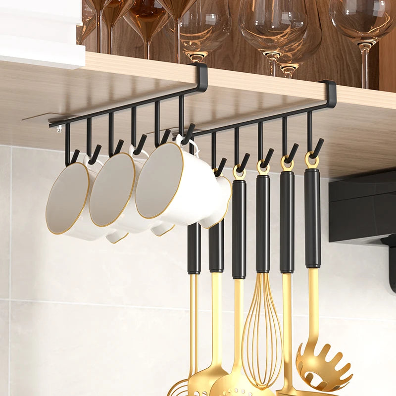 1Pc Black Kitchen Hanger Hook With No Marks Or Nails For Storing Pots Shovels Hanging Pieces Kitchen Utensils Storage Racks Hook
