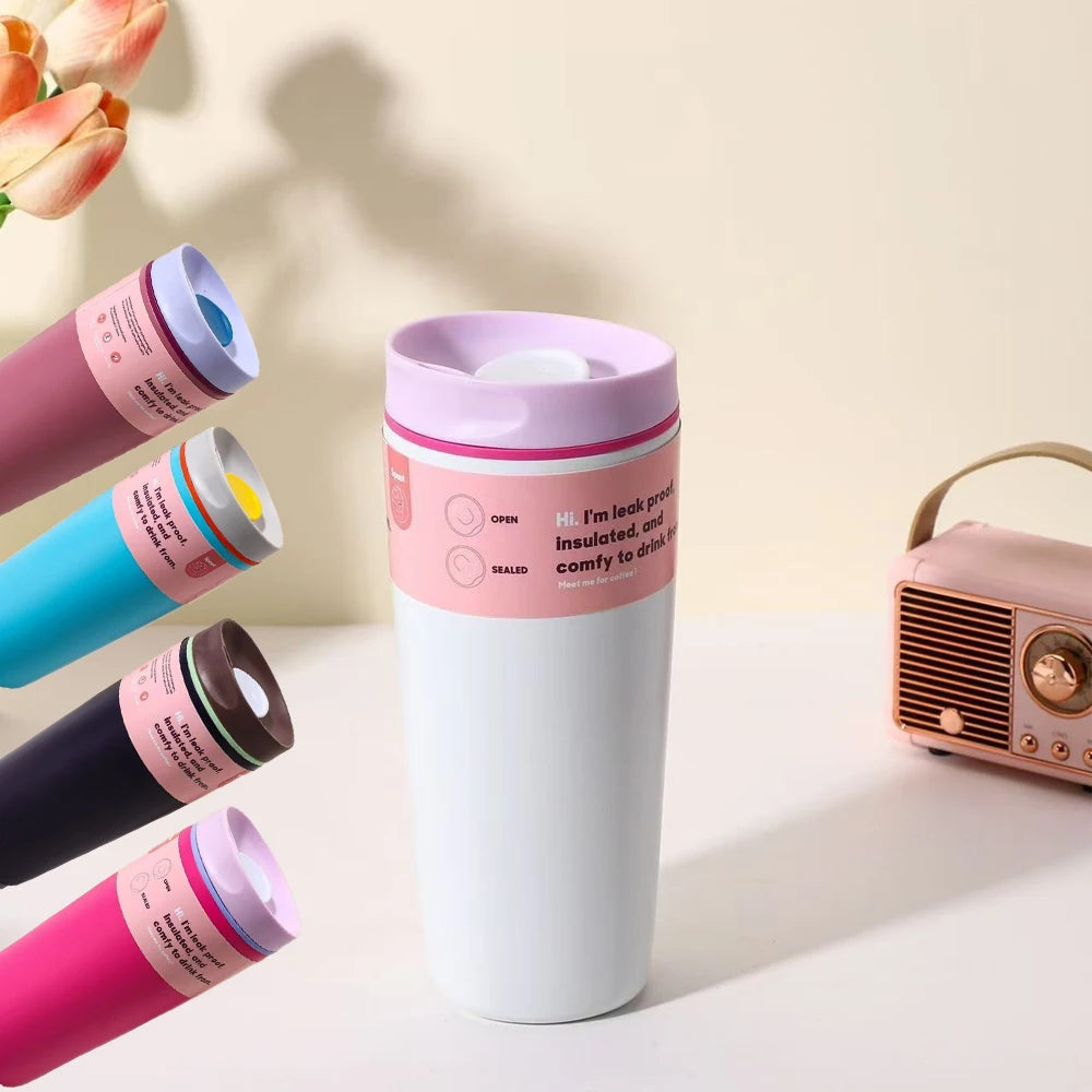 20 Oz Stainless Steel Insulated Mug Made of Tritan, Portable Coffee Mug with Spill proof Lid To Keep Coffee Hot or Cold BPA free