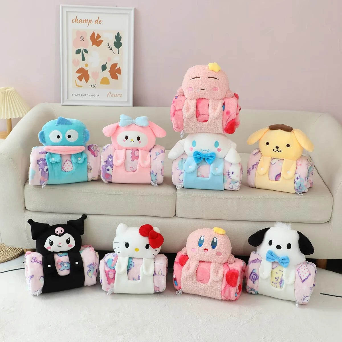 Lovely Kuromi My Melody Nap Blanket Kawaii Japanese Style Portable Travel Blanket Car Blanket Cartoon Nap Blanket Gifts Child