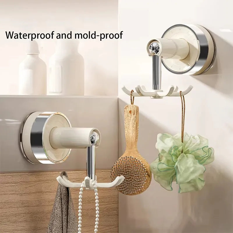 Kitchen Suction Cup Six-claw Rotating Hook Organizer Household Punch-free Spatula Spoon Wall-mounted Storage Shelf