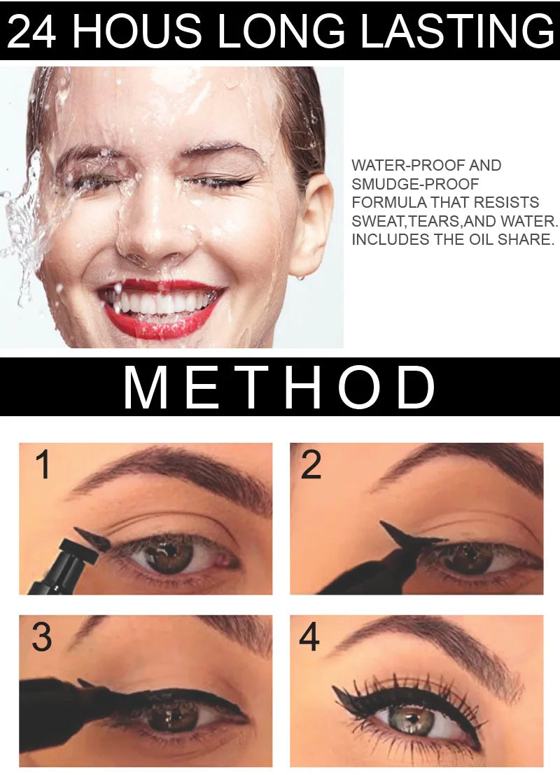 1 Pcs Black Wings Stamp Liquid Eyeliner Waterproof Smudge Proof Quick Dry Precise Tip Beginner Friendly Y2K Party & Daily Makeup