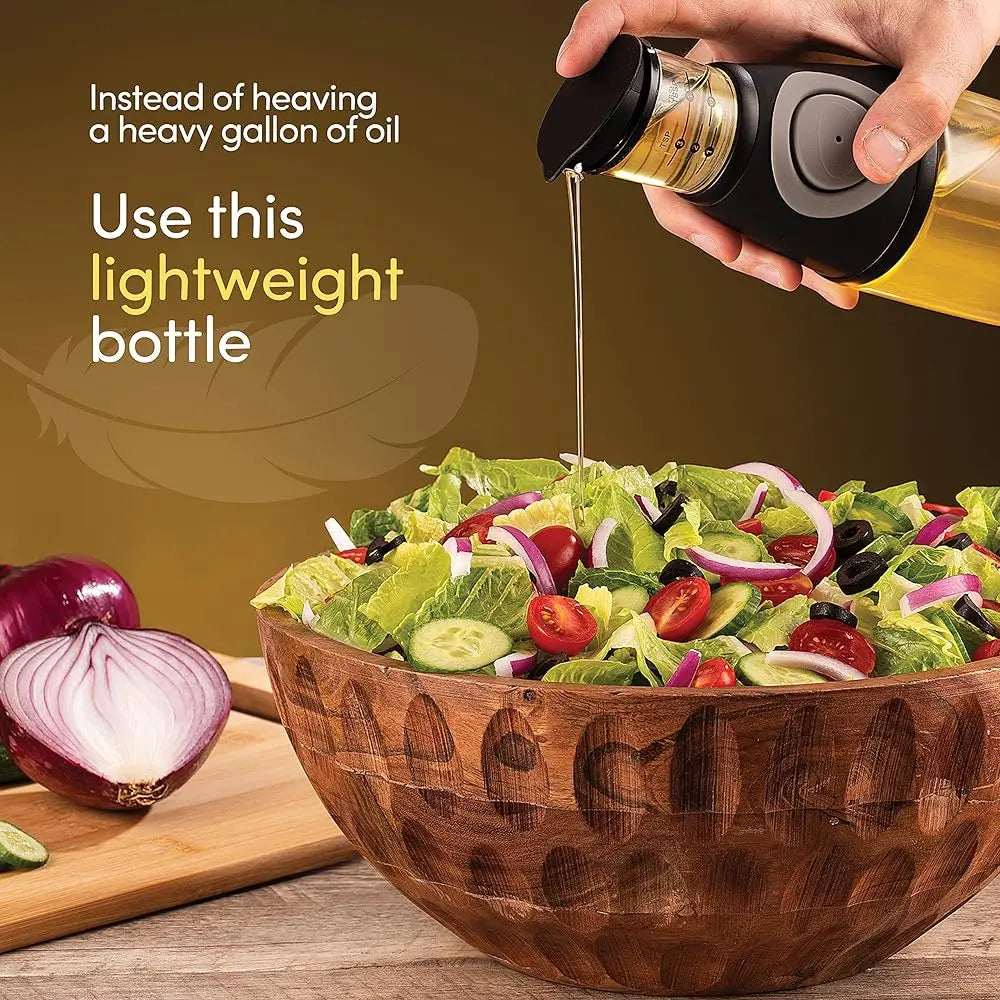 Olive Oil Dispenser Bottle With Pump - Oil Dispenser For Kitchen, Glass Oil And Vinegar Dispenser Set, Measured Cruet For