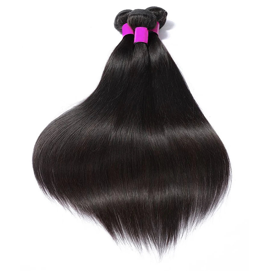 Natural Black Straight Human Hair Bundles 100% Remy Virgin Hair Extensions 1/3/4 PCS Brazilian Hair Weave Bundles 14-30 Inches
