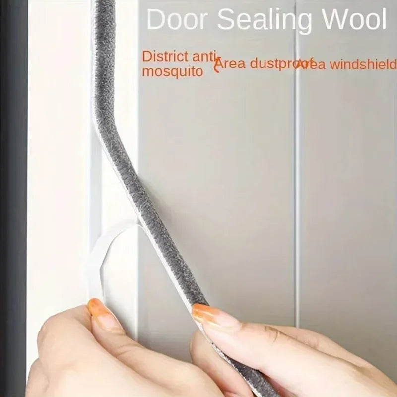 Black 10M Door Window Windproof Dust Sound Insulation Seal Strip Self Adhesive Home Wardrobe Door Window Gap Filler Brush Strip
