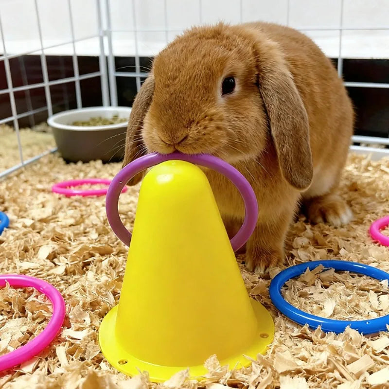 7cm Rabbit Ferrule Toy Interactive Training Chew Toy for Small Animals Educational Relieve Boredom Cone Shaped Bucket Rabbit Toy