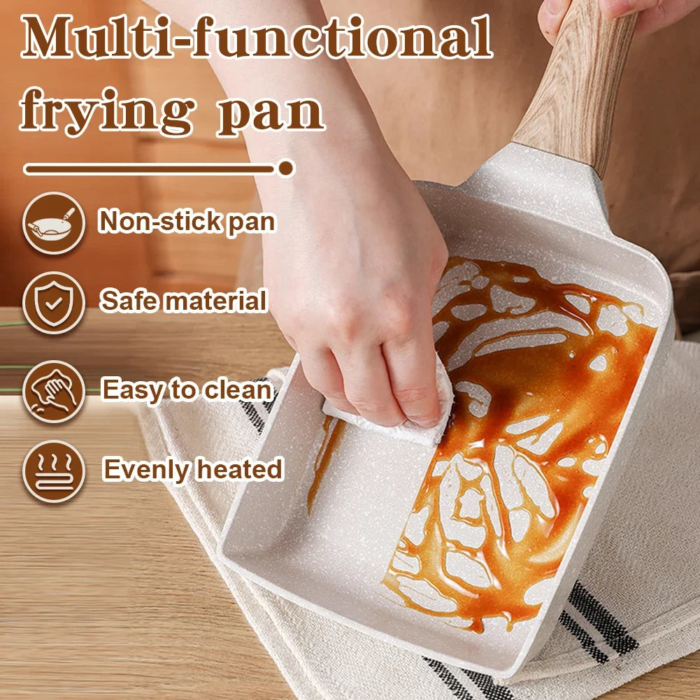 Nonstick Tamagoyaki Pan Breakfast Frying Pan with Heat-Resistant Handle Tamagoyaki Cooker Rectangular Japanese Omelette Pan