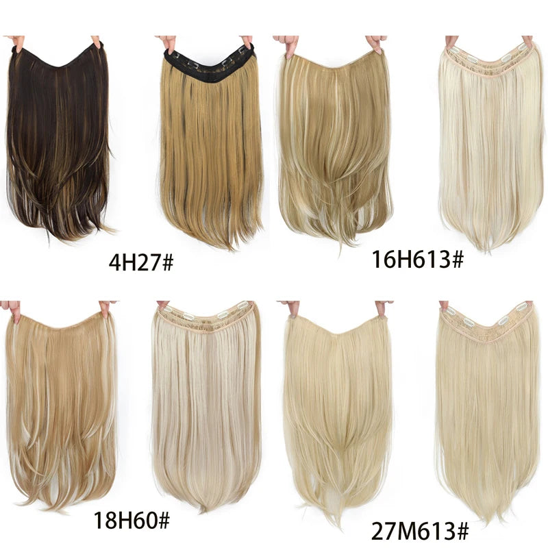 Synthetic Wig Women's Traceless Invisible U-shaped  Layered  Straight Hair With Inner Buckle Long Curly Hair Natural