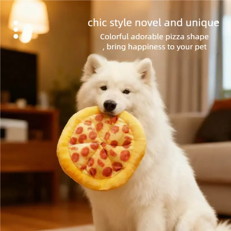 Plush Dog Toy Doughnut Pizza Shape Pet Squeaky Toys for Small Large Dogs Cleaning Teeth Puppy Chew Sound Toy Pet Supplies
