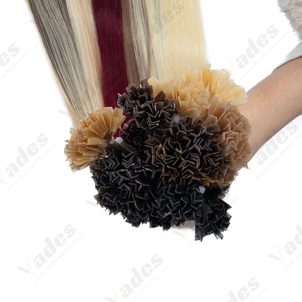 VEDES K Tip Hair Extensions Human Hair Keratin Pre Bonded Hot Fusion Nail Tip Balayage Natural Silky Straight Extensions 50G