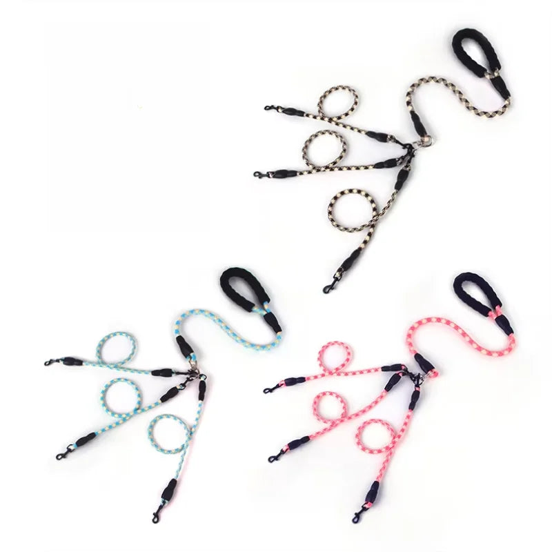 Dog Harness Leash Collar Small Puppy Accessories Pet Traction Wear-resistant Multi-head Dog Leash One-to-two Traction Rope