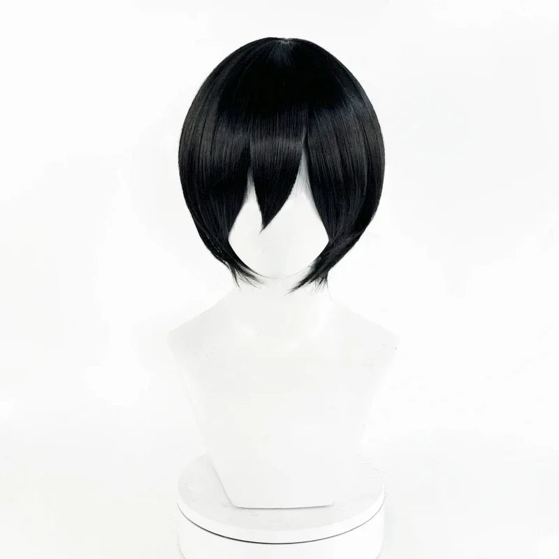 Anime Mikasa Ackerman Cosplay Wig Adult Unisex Black Heat Resistant Synthetic Hair Halloween Party Wigs Props Accessories