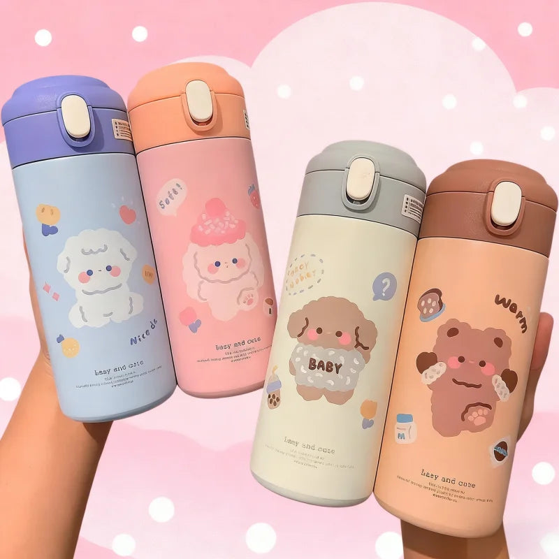 380ml Stainless Steel Thermos Vacuum Flask Creative Straw Cup Cute Thermal Insulation Water Bottle Practical Gift About