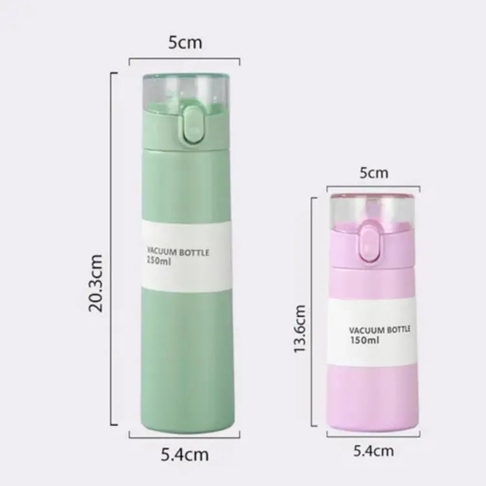 150/250ml Mini Thermos Cup Portable Pocket Insulated Cup Durable One-button Opening Water Cup With Straw