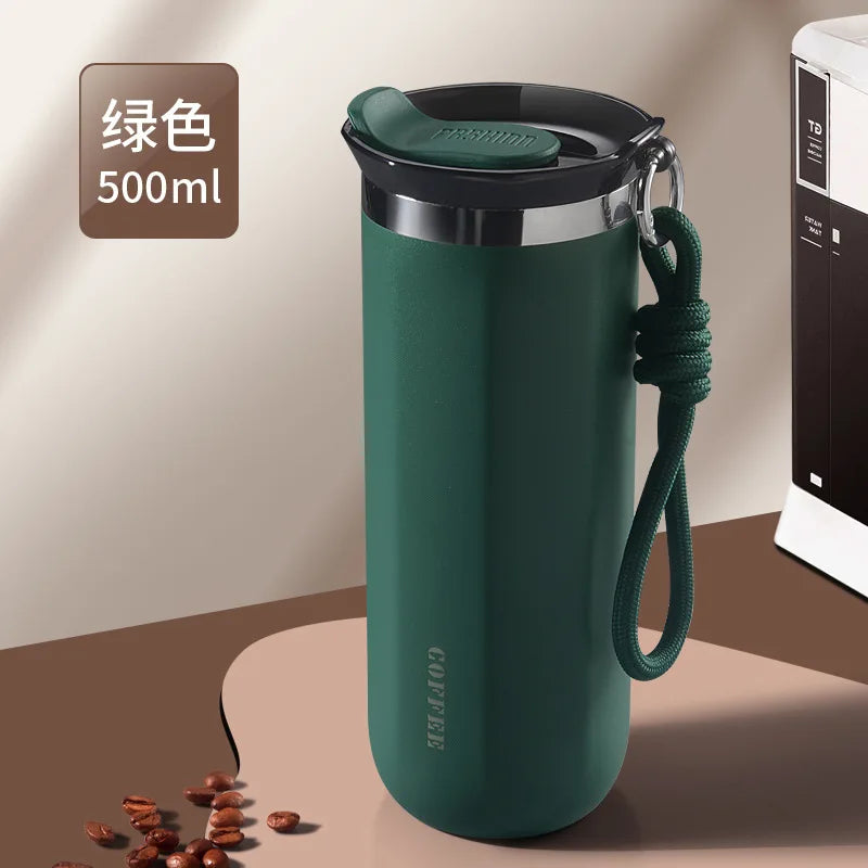 Fashionable coffee cup, stainless steel insulated cup, portable large capacity, gift, suitable for home, office and business use