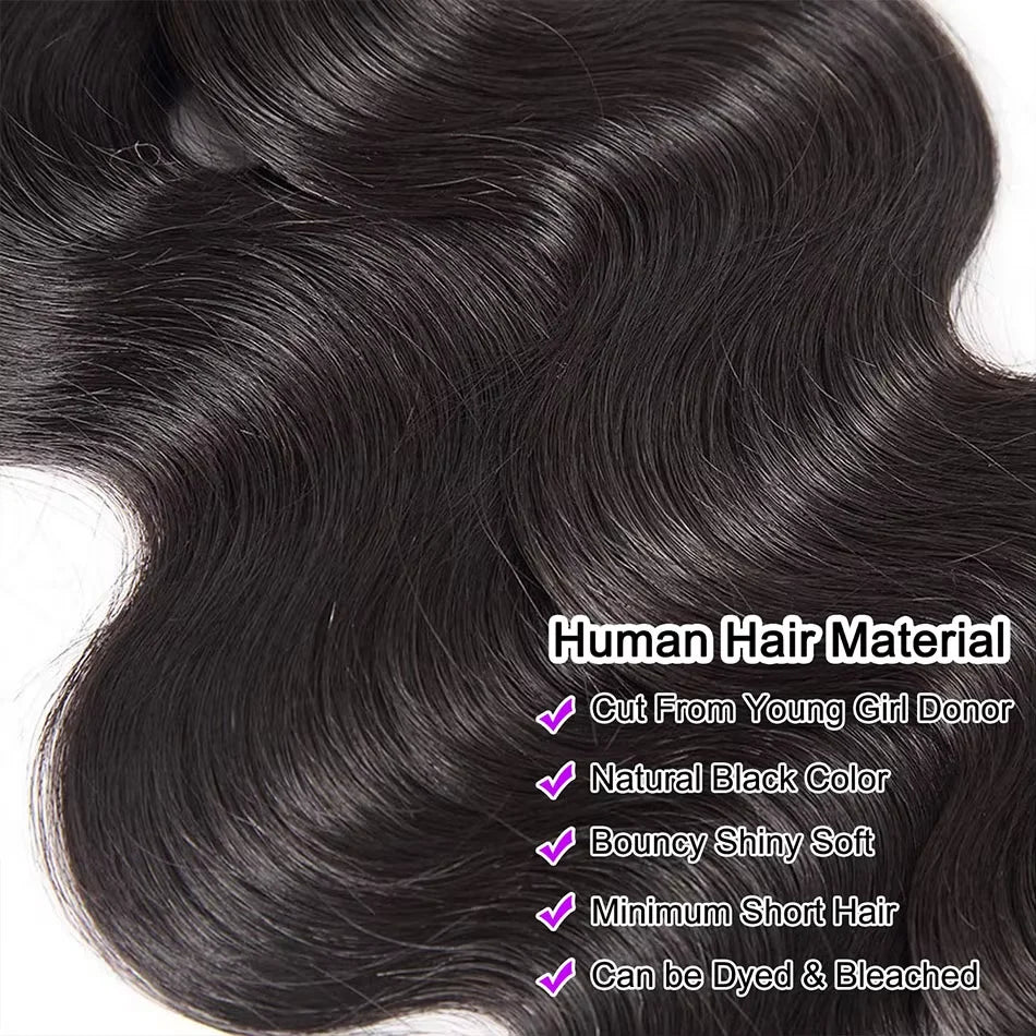 16A Loose Body Wave Bundles 100% Quality Human Hair Brazilian Virgin Weave Hair Natural Black 3 4Pcs Raw Hair Bundles Extensions