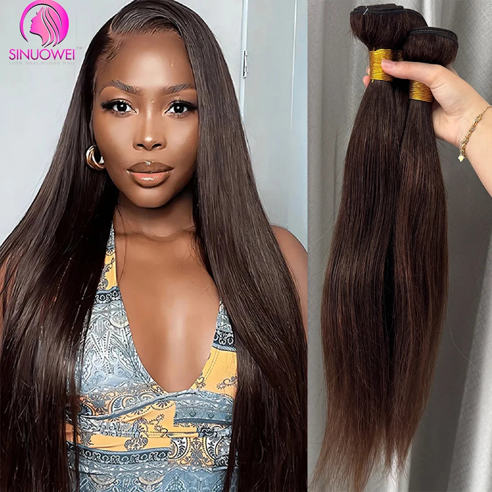 #2 Hair Bundles 1/3/4 Pcs Darkest Brown Colored Peruvian Human Hair Weaving Extensions 32 34 Inch Brazilian Hair Bundles Cheap