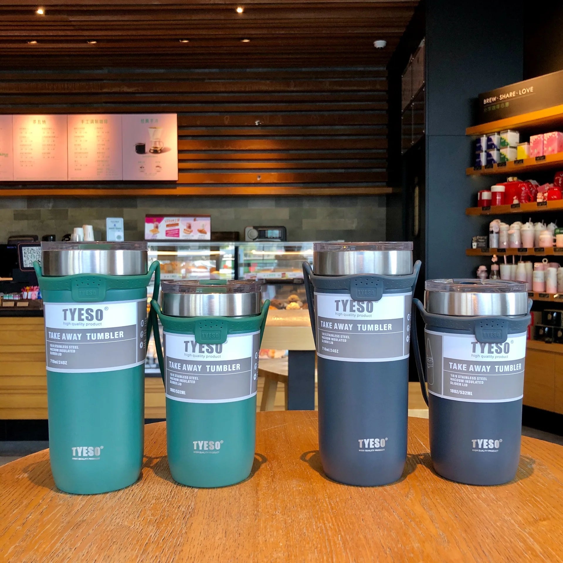 Tyeso Cup Thermal Thermos Car Water Bottle With Straw 550/710ML Thermal Cup for Beer Stainless Steel Coffee Mug Vacuum Flasks